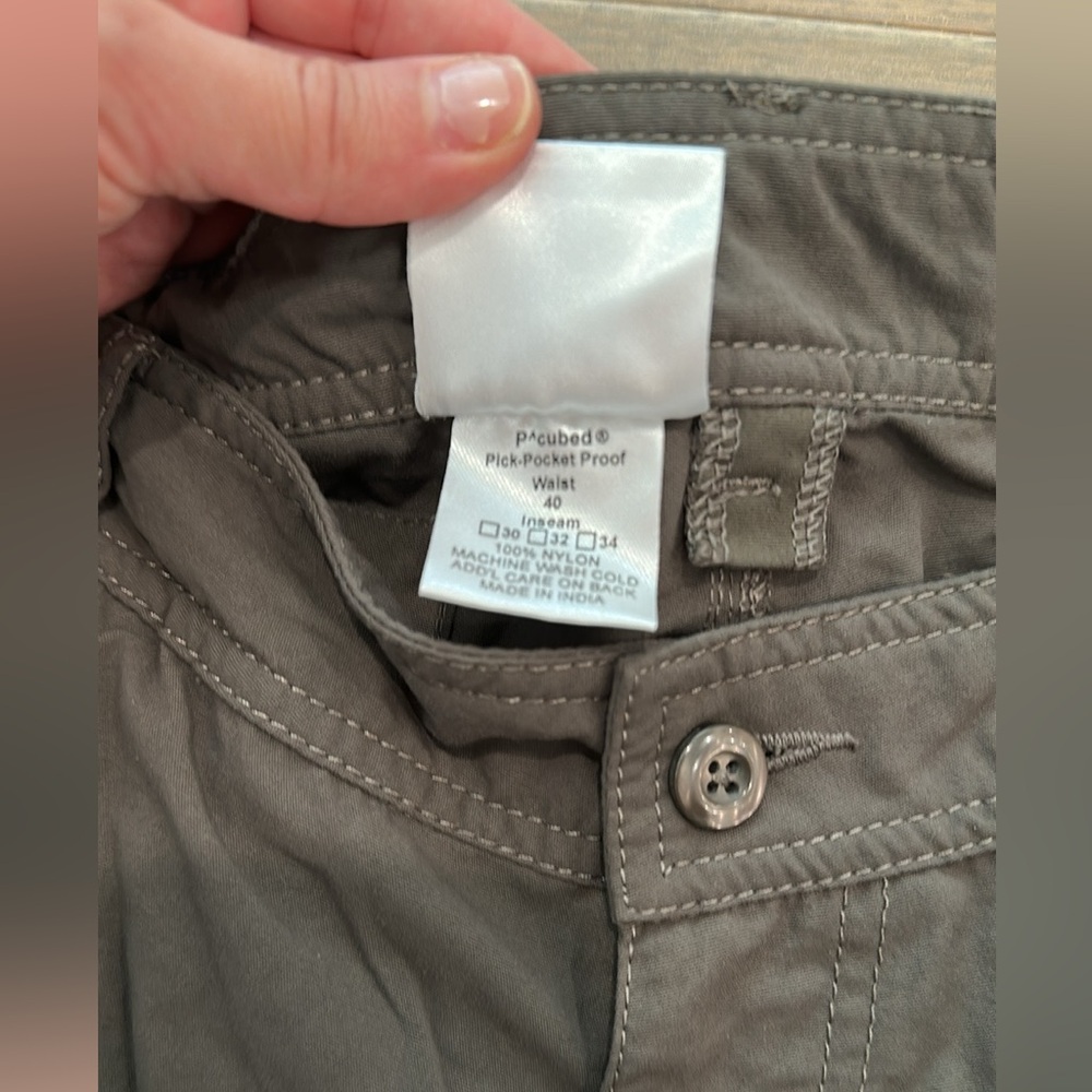 Clothing arts grey olive Cargo pick pocket proof adventure travel shorts - Picture 9 of 10